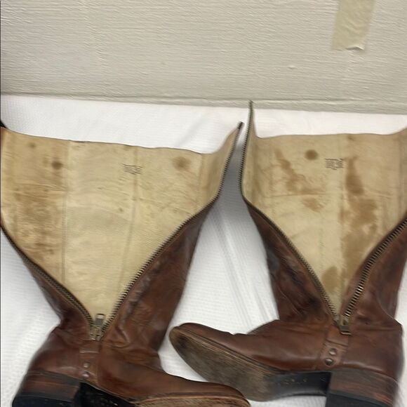 Free Bird by Steven Wrang Vintage Look Brown Leather Knee-High Boots Size 10 - Picture 9 of 11